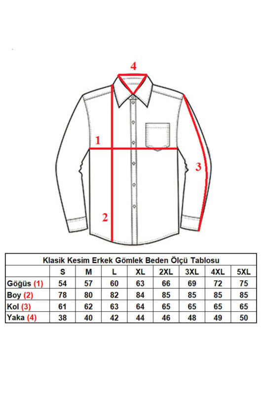 Açık Gri Büyük Beden Rahat Kesim Cepli Uzun Kol Regular Fit Erkek Gömlek - 150-29 - 4