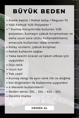 Açık Gri Büyük Beden Rahat Kesim Cepli Uzun Kol Regular Fit Erkek Gömlek - 150-29 - 5