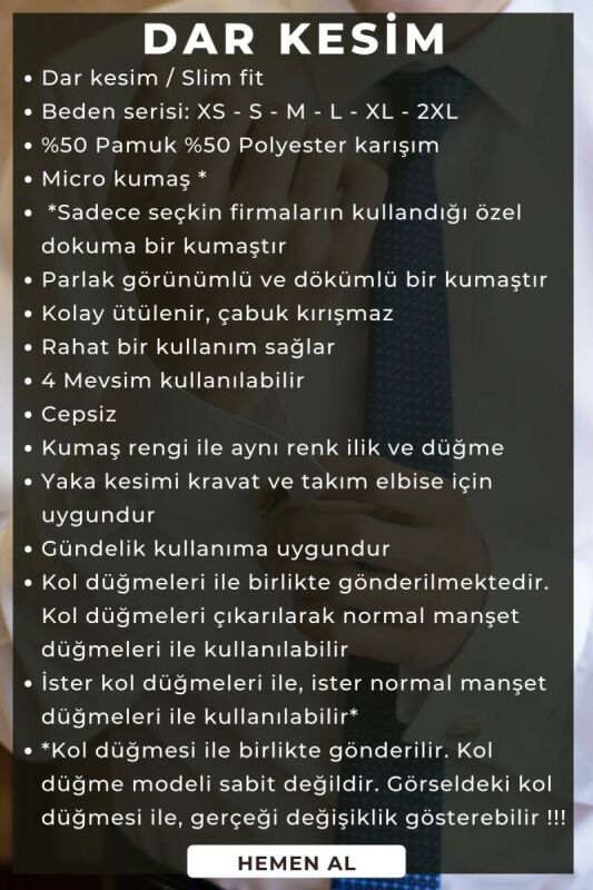 Açık Gri Dar Kesim Micro Kumaş Kol Düğmeli Slim Fit Erkek Gömlek - 201-9 - 4