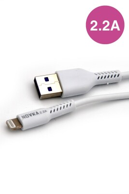 Apple Iphone Uyumlu 2.2 A Lightning & USB Data ve Şarj Kablosu 1 Metre Beyaz Tüm Modellerle Uyumlu - 1