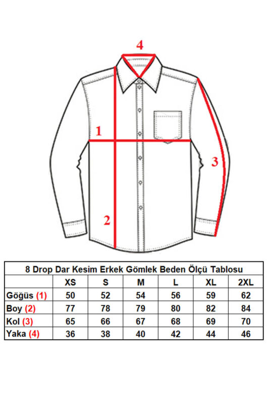 Beyaz 8 Drop Ekstra Uzun Kol Dar Kesim Micro Kumaş Kol Düğmeli Slim Fit Erkek Gömlek - 197-1 - 4