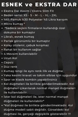 Beyaz Ekstra Dar Kesim Likralı Esnek Micro Kumaş Kol Düğmeli Slim Fit Erkek Gömlek - 195-1 - 5