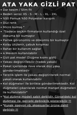 Beyaz Gizli Pat Damatlık Ata Yaka Kol Düğmeli Slim Fit Smokin Gömlek - 001 - 5