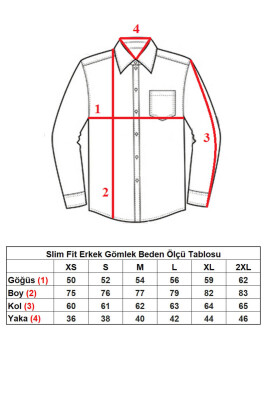 Beyaz Yaka İçi Siyah Slim Fit Dar Kesim Uzun Kol Düz Renk Erkek Gömlek - 152-1 /151 - 3