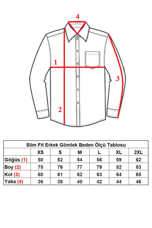 Beyaz Yaka İçi Siyah Slim Fit Dar Kesim Uzun Kol Düz Renk Erkek Gömlek - 152-1 /151 - 3