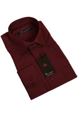 Bordo Rahat Kesim Cepli Uzun Kol Regular Fit Erkek Gömlek - 150-13 