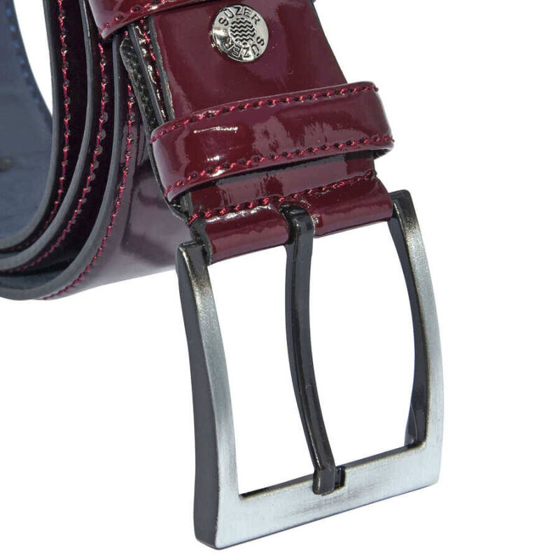 Bordo Rugan Suni Deri Dikişli 4 cm.lik Klasik Kemer - 7400-97 - 3