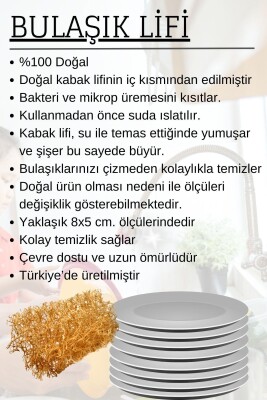 Bulaşık Lifi %100 Doğal Kabak Lifi Bulaşık Lavabo Temizlik - 4