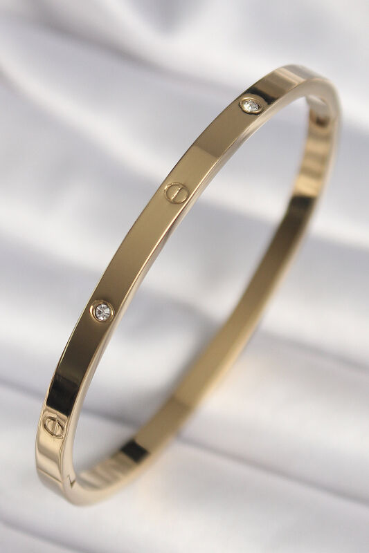 Gold Renk Zirkon Taşlı Cartier Model Kadın Bilezik - EBJ250301W31298 - 1