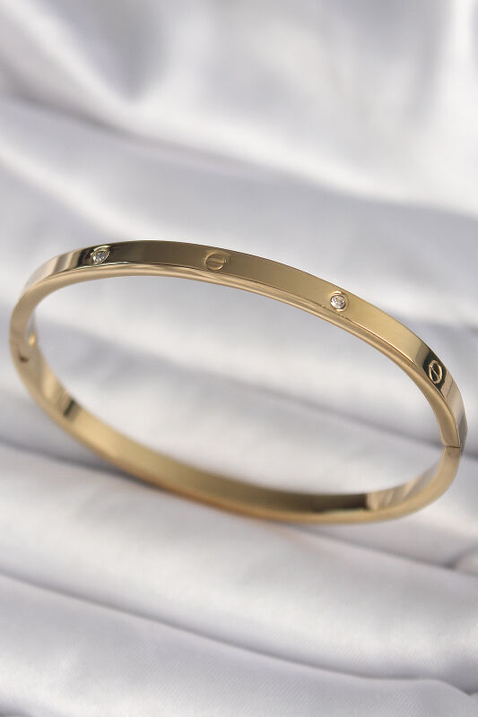 Gold Renk Zirkon Taşlı Cartier Model Kadın Bilezik - EBJ250301W31298 - 2