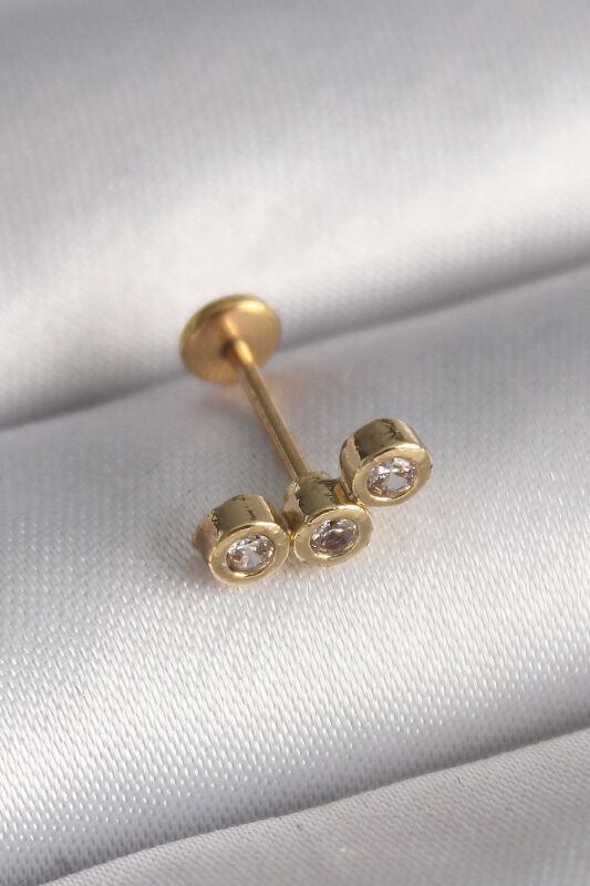 Gold Renk Zirkon Taşlı Tragus Piercing - EBJ241123W29499 - 1