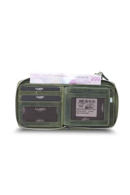 Guard Antik Yeşil Fermuarlı Yatay Mini Deri Cüzdan - GRD2403XW22458 - 3