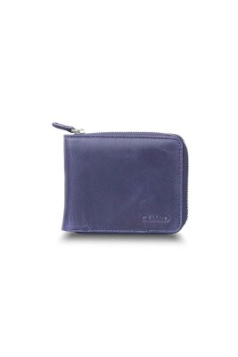 Guard Antique Navy Blue Zipper Horizontal Mini Leather Wallet - GRD2403XW22460 - 1