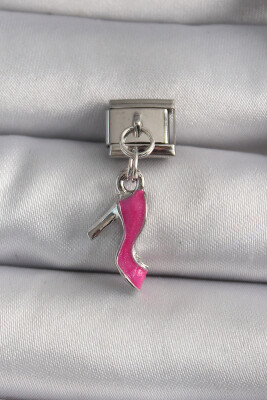 Gümüş Renk Sallantı Pembe Topuklu Ayakkabı Model Nomination Charm - EBJ250113W30382 - 1