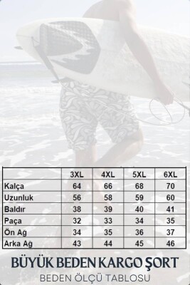 Haki Kargo Cepli Uzun Model Su İtici Özellikli Düz Renk Erkek Plaj Deniz Şort - 444-Haki - 5