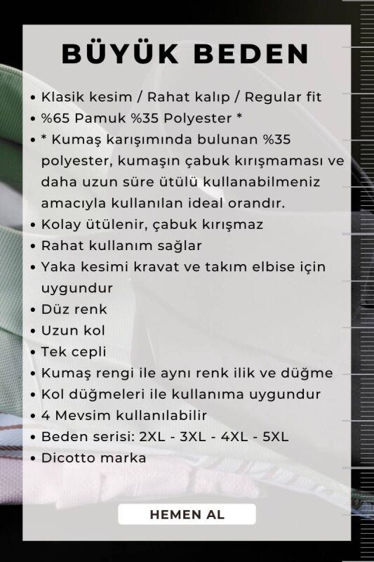 İndigo Büyük Beden Rahat Kesim Cepli Uzun Kol Regular Fit Erkek Gömlek - 150-15 - 5