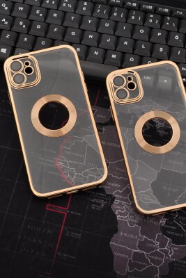 iPhone 11 Uyumlu Altın Sarı Gold Renkli Kenarlı Lazerli Şeffaf Kılıf Lens Korumalı - 2