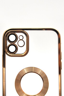 iPhone 11 Uyumlu Altın Sarı Gold Renkli Kenarlı Lazerli Şeffaf Kılıf Lens Korumalı - 5