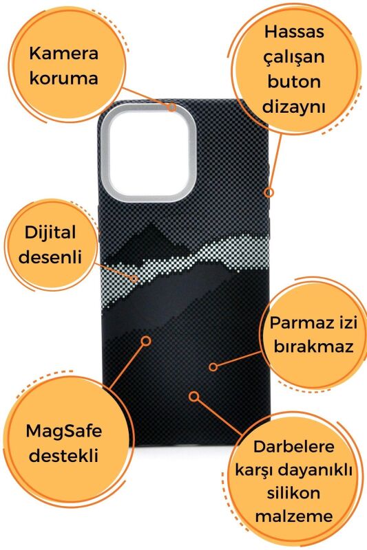 iPhone 11 Uyumlu Dijital Desenli MagSafe Şarj Özellikli Silikon Kapak Kılıf - 6