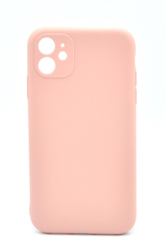 iPhone 11 Uyumlu Düz Renk Esnek Yumuşak Silikon Kılıf Rubber Pembe - 1