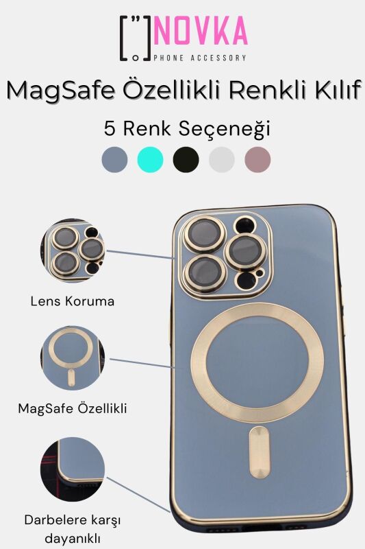 iPhone 11 Uyumlu MagSafe Özellikli Lens Korumalı Lazerli Renkli Kılıf Pudra Pembe - 5