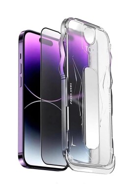 iPhone 11 Uyumlu Tam Kaplayan Siyah Çerçeveli Magic Ekran Koruyucu Cam Kolay Uygulama Aparatlı - 1