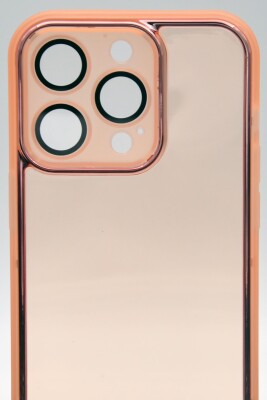 iPhone 12 Pro Uyumlu Pembe Kenarlı Renkli Yarı Şeffaf Kapak Kılıf Kamera Lens Korumalı - 6