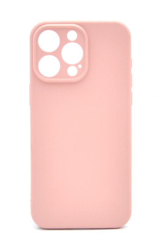 iPhone 14 Pro Uyumlu Düz Renk Esnek Yumuşak Silikon Kılıf Rubber Pudra Pembe - 1