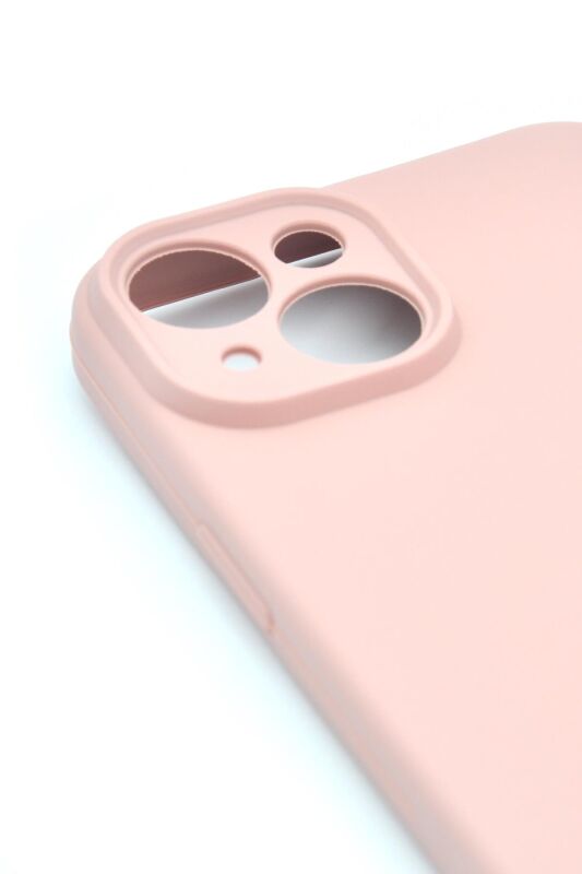 iPhone 14 Uyumlu Düz Renk Esnek Yumuşak Silikon Kılıf Rubber Pembe - 3