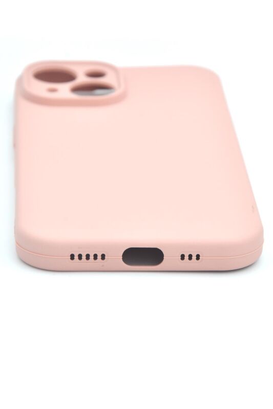 iPhone 14 Uyumlu Düz Renk Esnek Yumuşak Silikon Kılıf Rubber Pembe - 4