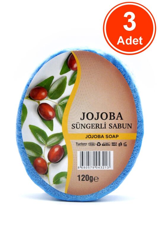 Jojoba Özlü Süngerli Sabun Banyo Duş Sabunu 120 G x 3 Adet - 1