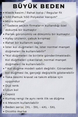 Kahverengi Büyük Beden Rahat Kesim Micro Kumaş Kol Düğmeli Regular Fit Erkek Gömlek - 190-11 - 5