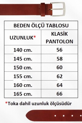 SD2404 Kahverengi Büyük Beden Suni Deri Çift Dikişli 4 cm.lik Spor Kemer - 9029-Battal - 7