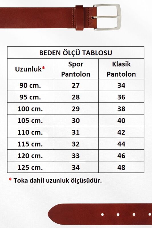 Kahverengi Hakiki Deri Nikel Tokalı Dikişli Model 3 cm.lik Kadın Kemer - Roys Deri B809 - 7