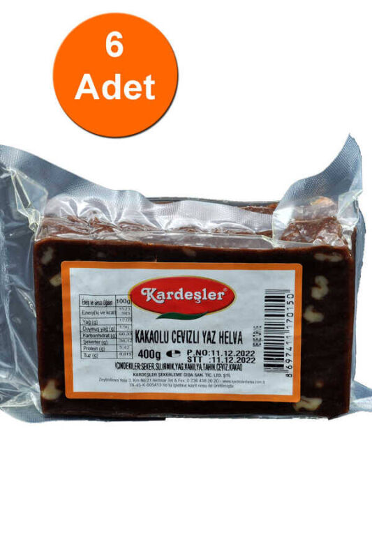 Kardeşler Cevizli Kakaolu Yaz Helvası 400 G x 6 Adet - 1