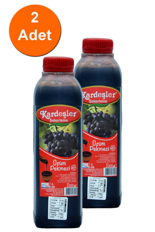 Kardeşler Üzüm Pekmezi (%100 Üzüm) Bidon 1000 G x 2 Adet - 1