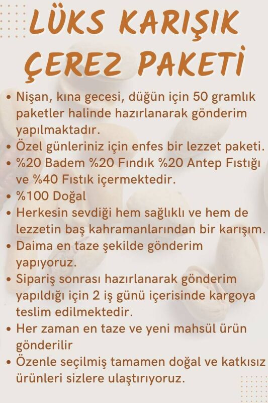 Kına Düğün Nişan Lüks Karışık Çerez Paketi 50 G x 50 Adet - 5