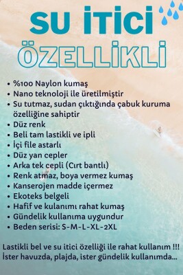 Kırmızı Su İtici Özellikli Naylon Kumaş Düz Renk Basic Erkek Plaj Deniz Şort Mayo - 540-Kırmızı - 7