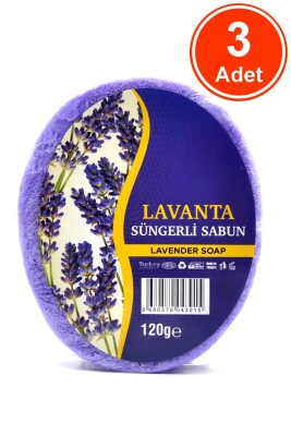 Lavanta Özlü Süngerli Sabun Banyo Duş Sabunu 120 G x 3 Adet - 1