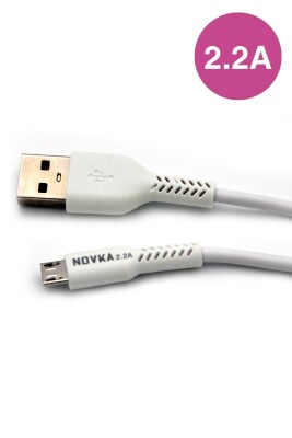 Micro & USB 2.2 A Şarj ve Data Kablosu 1 Metre Beyaz Samsung Huawei Modellerle Uyumlu - 1