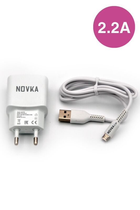 Micro & USB Girişli 2.2 A Şarj Cihazı 1 Metre Kablo + Adaptör Takım Samsung Huawei Modellerle Uyumlu - 1