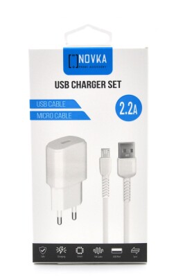 Micro & USB Girişli 2.2 A Şarj Cihazı 1 Metre Kablo + Adaptör Takım Samsung Huawei Modellerle Uyumlu - 5