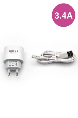 Micro & USB Girişli 3.4 A Şarj Cihazı 1 Metre Kablo + Adaptör Takım Samsung Huawei Modellerle Uyumlu - 1