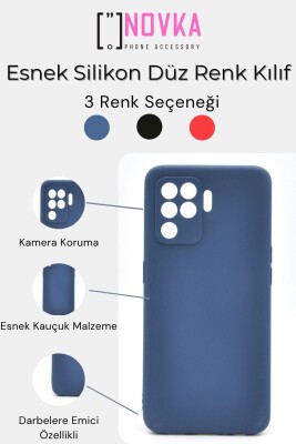 Oppo Reno 5 Lite Uyumlu Düz Renk Esnek Yumuşak Silikon Kılıf Rubber İndigo Mavi - 5