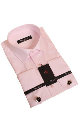 Pembe Dar Kesim Micro Kumaş Kol Düğmeli Slim Fit Erkek Gömlek - 201-2 