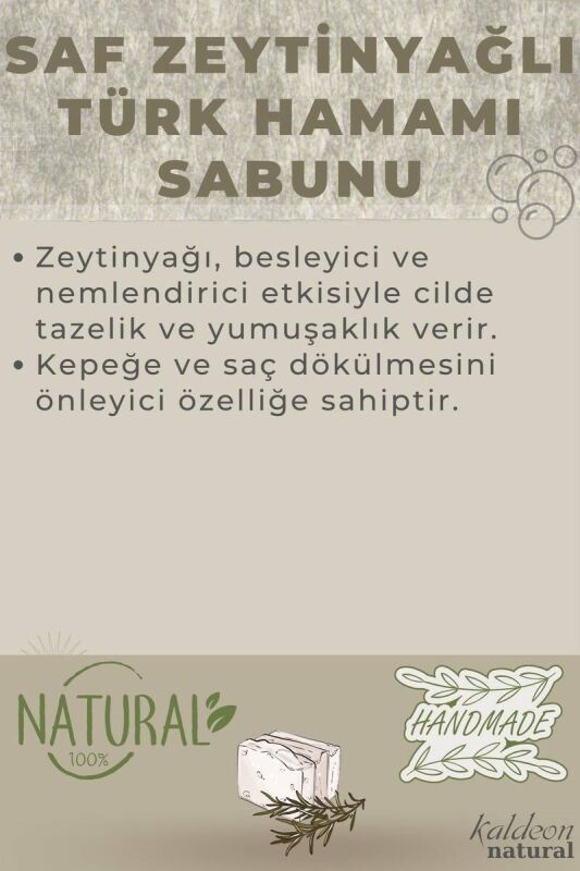 Saf Zeytinyağlı Türk Hamamı Sabunu El Yapımı Doğal 120 G - 3
