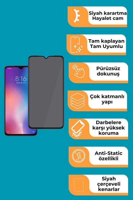 Samsung Galaxy A14 Uyumlu Tam Kaplayan Hayalet Cam Siyah Karartma Ekran Koruyucu Cam Anti-Static Özellikli Siyah Çerçeveli - 2