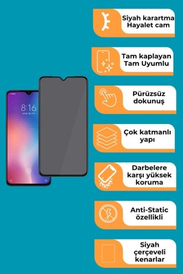 Samsung Galaxy A25 Uyumlu Tam Kaplayan Hayalet Cam Siyah Karartma Ekran Koruyucu Cam Anti-Static Özellikli Siyah Çerçeveli - 2