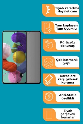 Samsung Galaxy A54 Uyumlu Tam Kaplayan Hayalet Cam Siyah Karartma Ekran Koruyucu Cam Anti-Static Özellikli Siyah Çerçeveli - 2