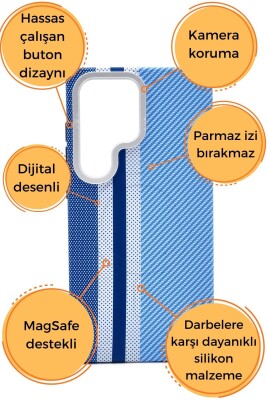 Samsung Galaxy S23 Ultra Uyumlu Dijital Desenli MagSafe Şarj Özellikli Silikon Kapak Kılıf - 6